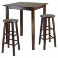 Doba-Bnt Parkland 3pc High Table with 29 in. Square Leg Stools Walnut SA143776